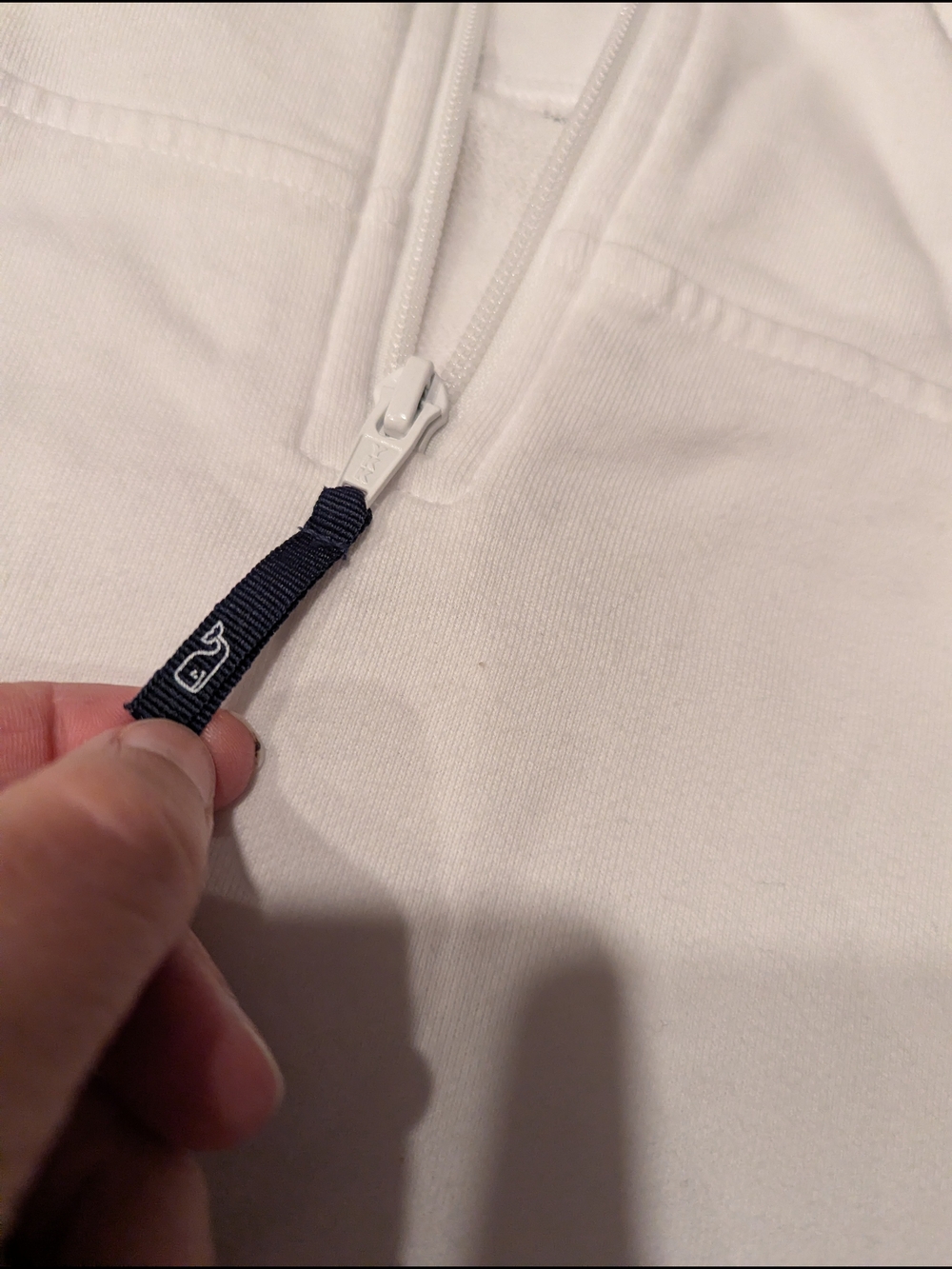 Vineyard Vines White Quarter-Zip Pullover with Navy Accents - Picture 7 of 7